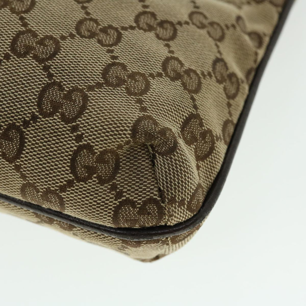 GUCCI GG Canvas Shoulder Bag Leather Beige 122793 467891 50988