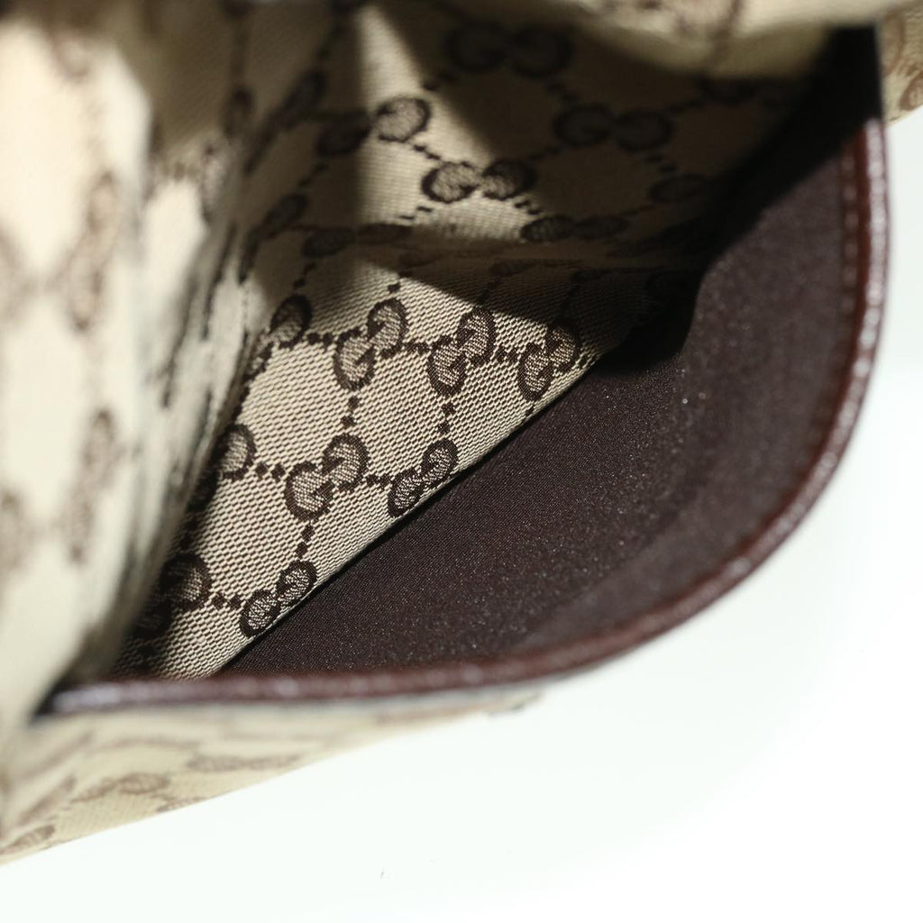 GUCCI GG Canvas Shoulder Bag Leather Beige 122793 467891 50988