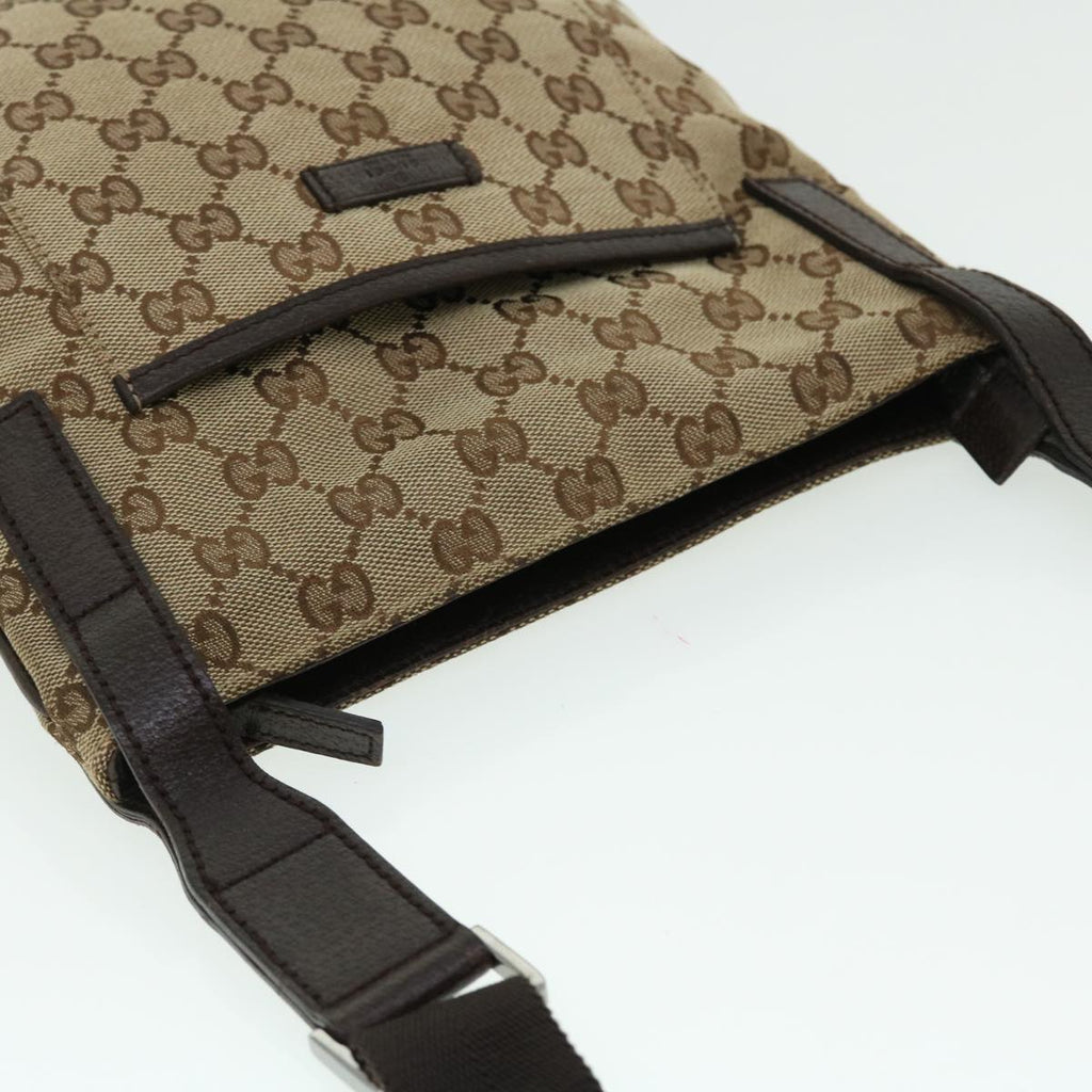 GUCCI GG Canvas Shoulder Bag Leather Beige 122793 467891 50988