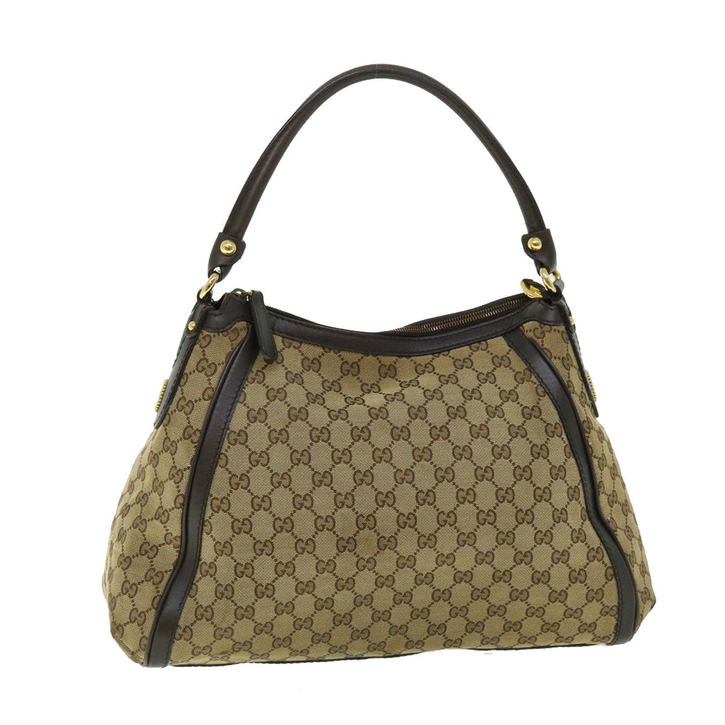 GUCCI GG Canvas Shoulder Bag Leather Beige Brown 232297 520981 50992