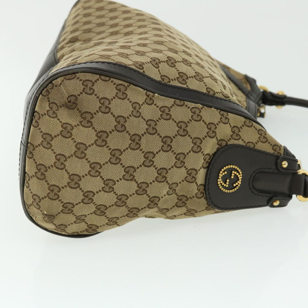 GUCCI GG Canvas Shoulder Bag Leather Beige Brown 232297 520981 50992