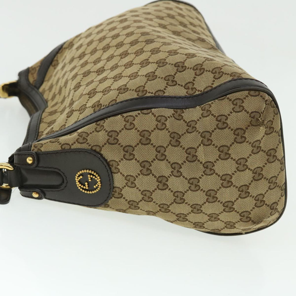 GUCCI GG Canvas Shoulder Bag Leather Beige Brown 232297 520981 50992