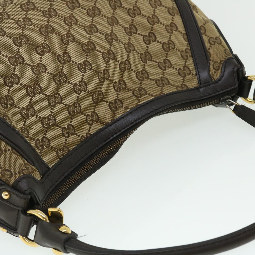 GUCCI GG Canvas Shoulder Bag Leather Beige Brown 232297 520981 50992