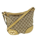 GUCCI GG Canvas Shoulder Bag Leather Beige Gold 257072 498879 50995