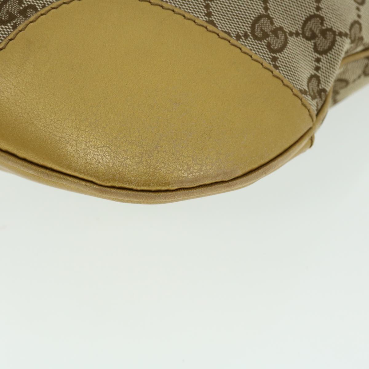 GUCCI GG Canvas Shoulder Bag Leather Beige Gold 257072 498879 50995