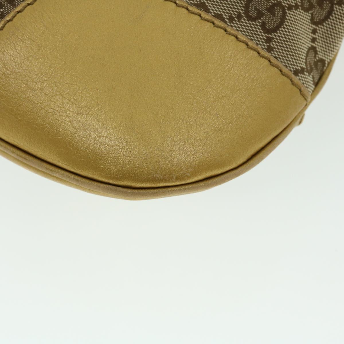 GUCCI GG Canvas Shoulder Bag Leather Beige Gold 257072 498879 50995