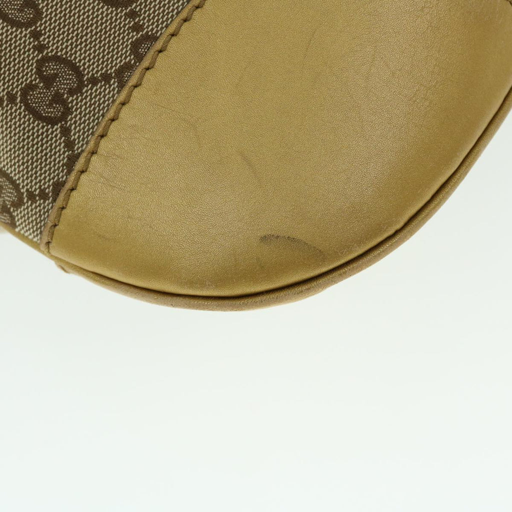 GUCCI GG Canvas Shoulder Bag Leather Beige Gold 257072 498879 50995