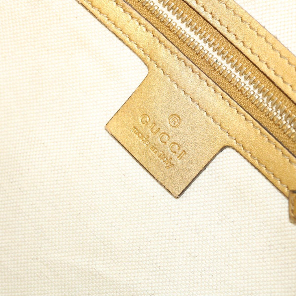 GUCCI GG Canvas Shoulder Bag Leather Beige Gold 257072 498879 50995