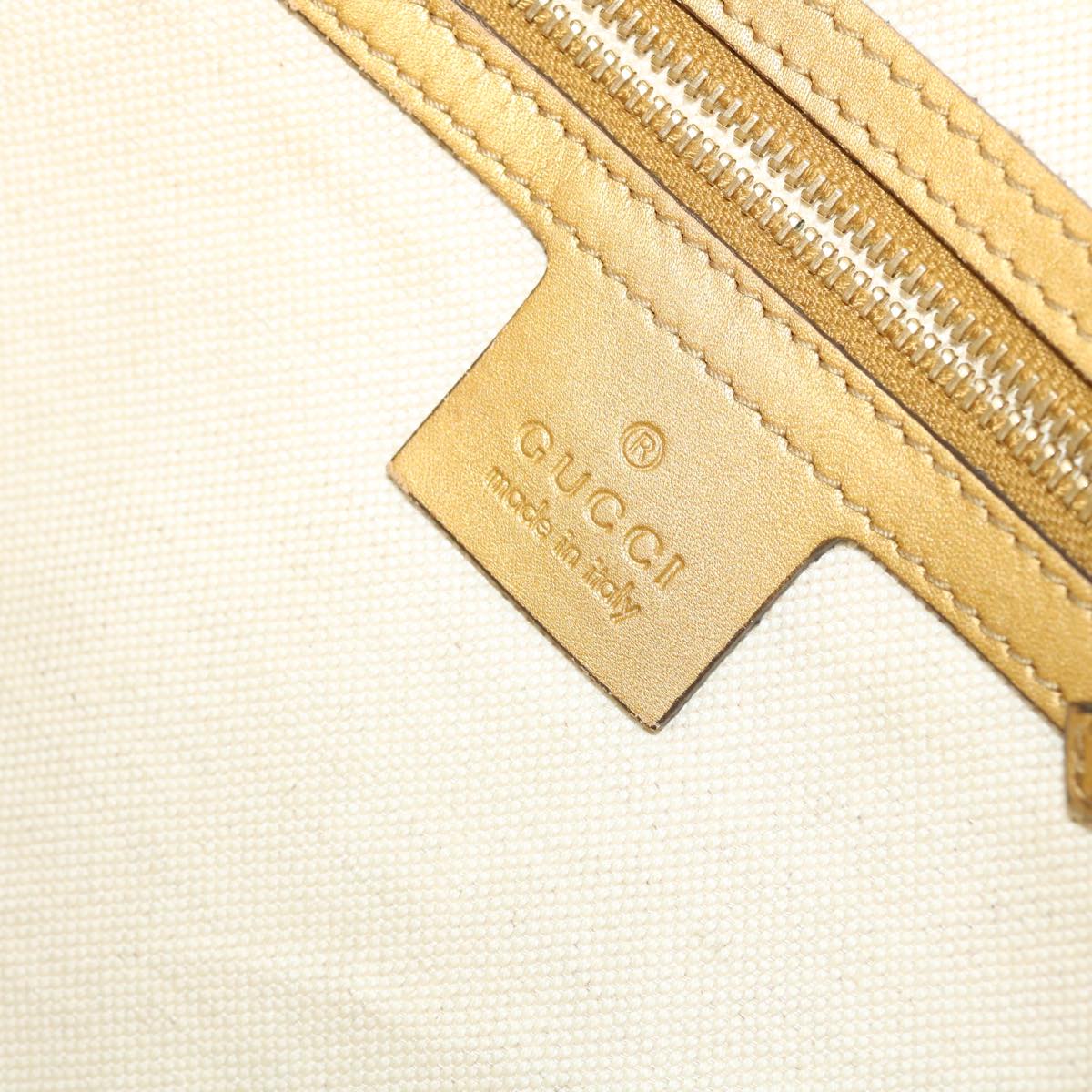 GUCCI GG Canvas Shoulder Bag Leather Beige Gold 257072 498879 50995