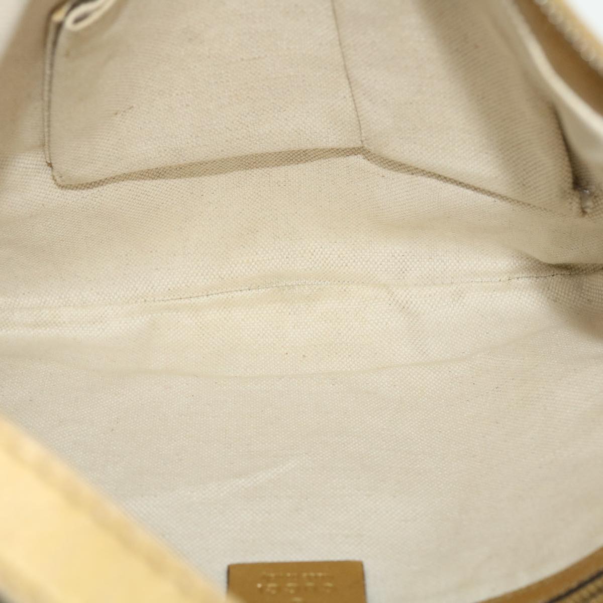 GUCCI GG Canvas Shoulder Bag Leather Beige Gold 257072 498879 50995