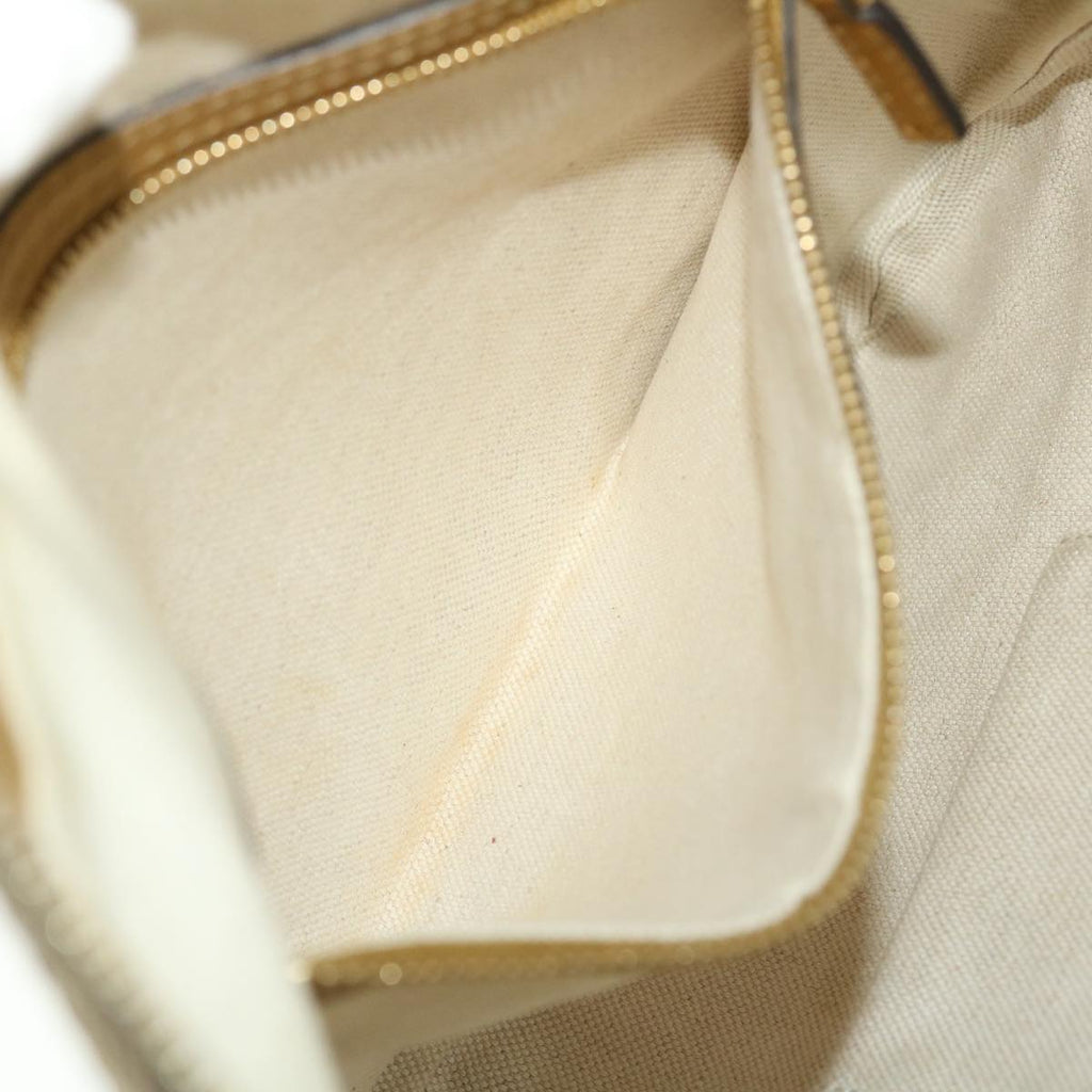 GUCCI GG Canvas Shoulder Bag Leather Beige Gold 257072 498879 50995