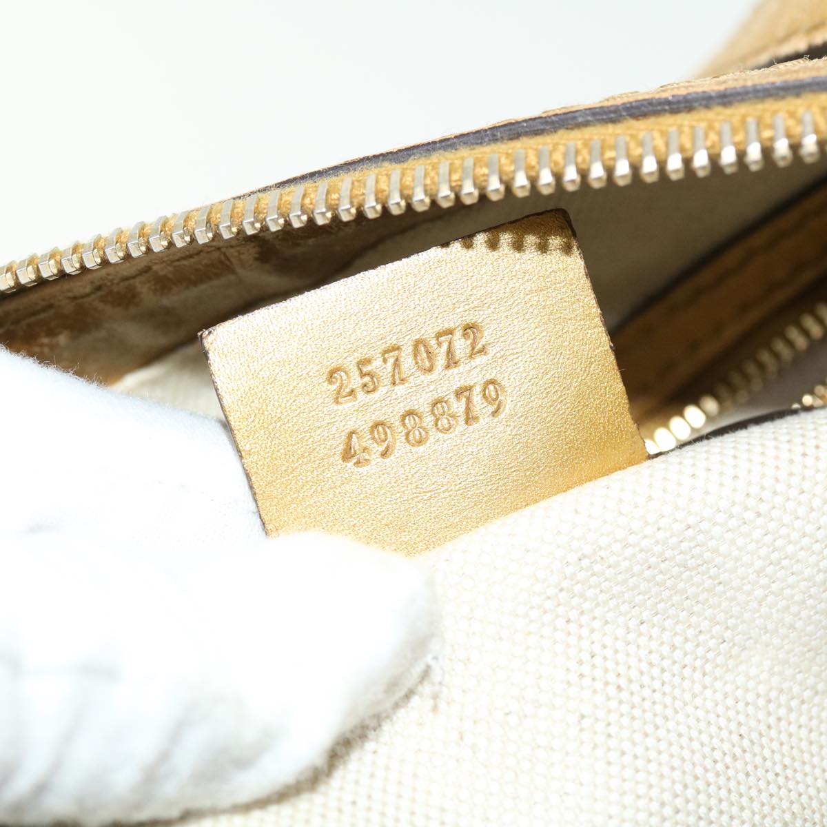 GUCCI GG Canvas Shoulder Bag Leather Beige Gold 257072 498879 50995
