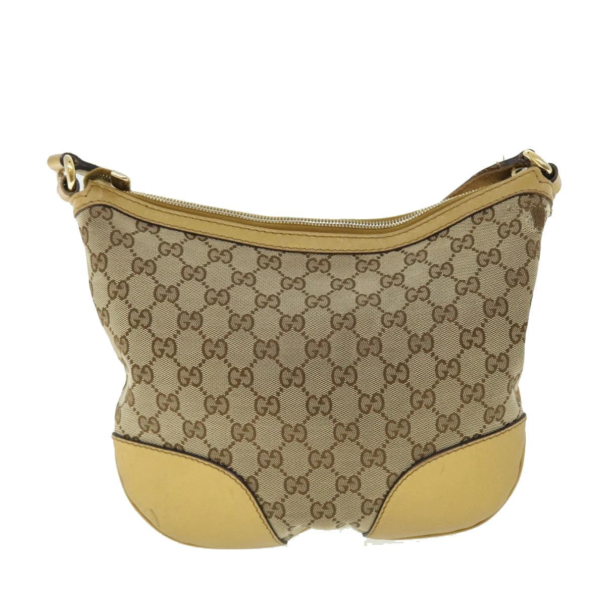 GUCCI GG Canvas Shoulder Bag Leather Beige Gold 257072 498879 50995