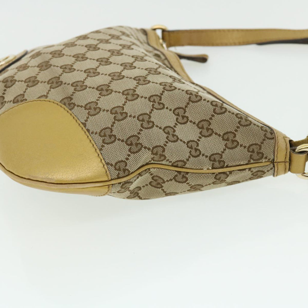 GUCCI GG Canvas Shoulder Bag Leather Beige Gold 257072 498879 50995