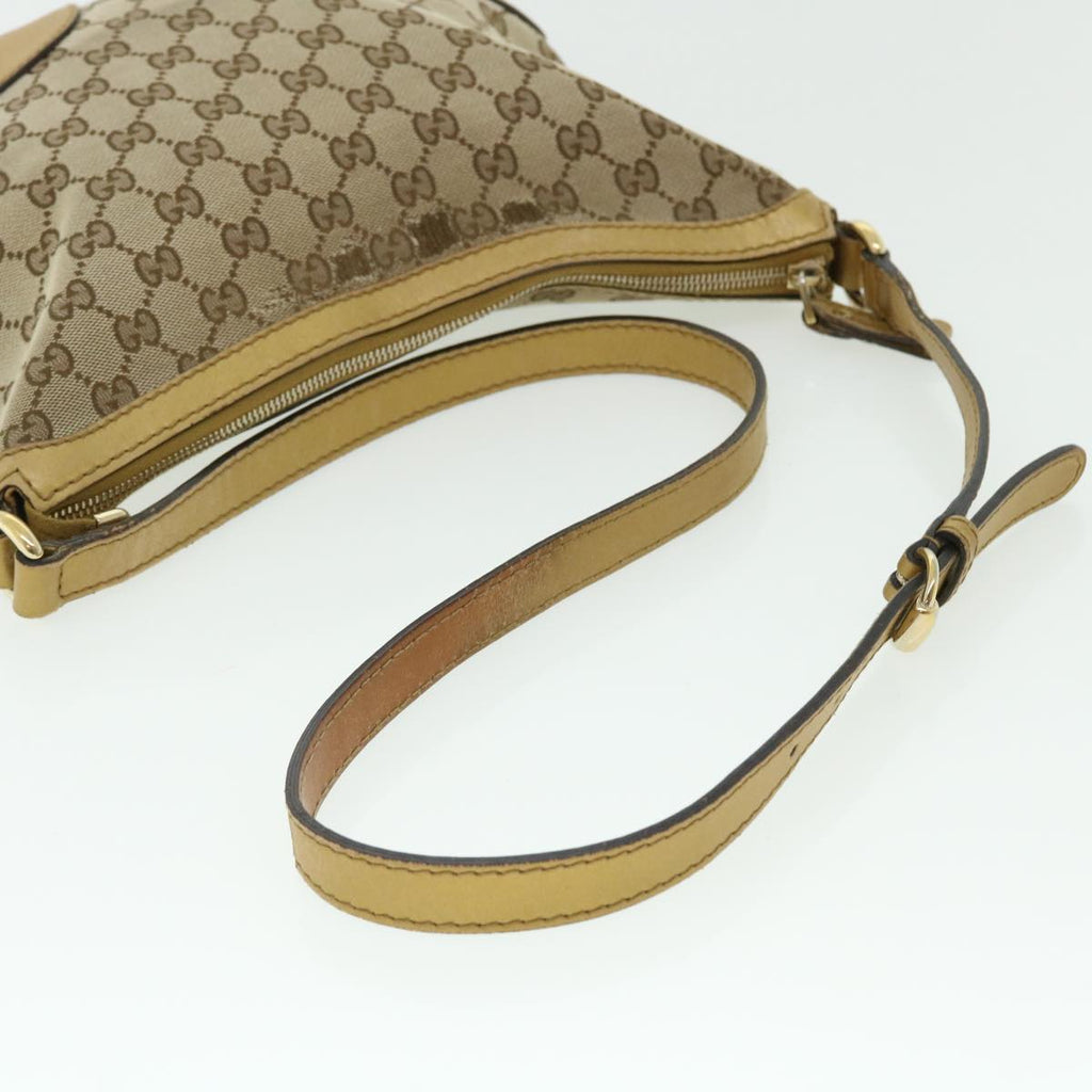 GUCCI GG Canvas Shoulder Bag Leather Beige Gold 257072 498879 50995