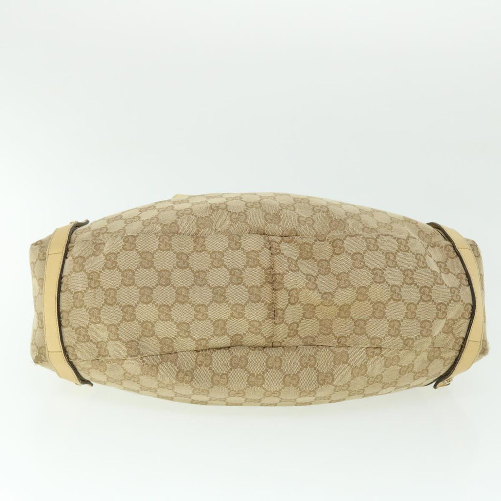 GUCCI GG Canvas Tote Bag Leather Beige 130736 002122 50997