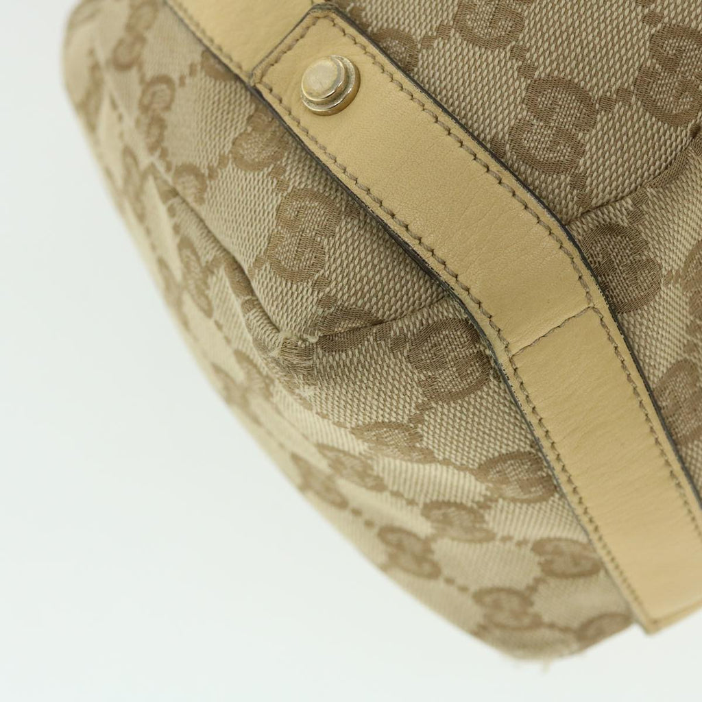 GUCCI GG Canvas Tote Bag Leather Beige 130736 002122 50997