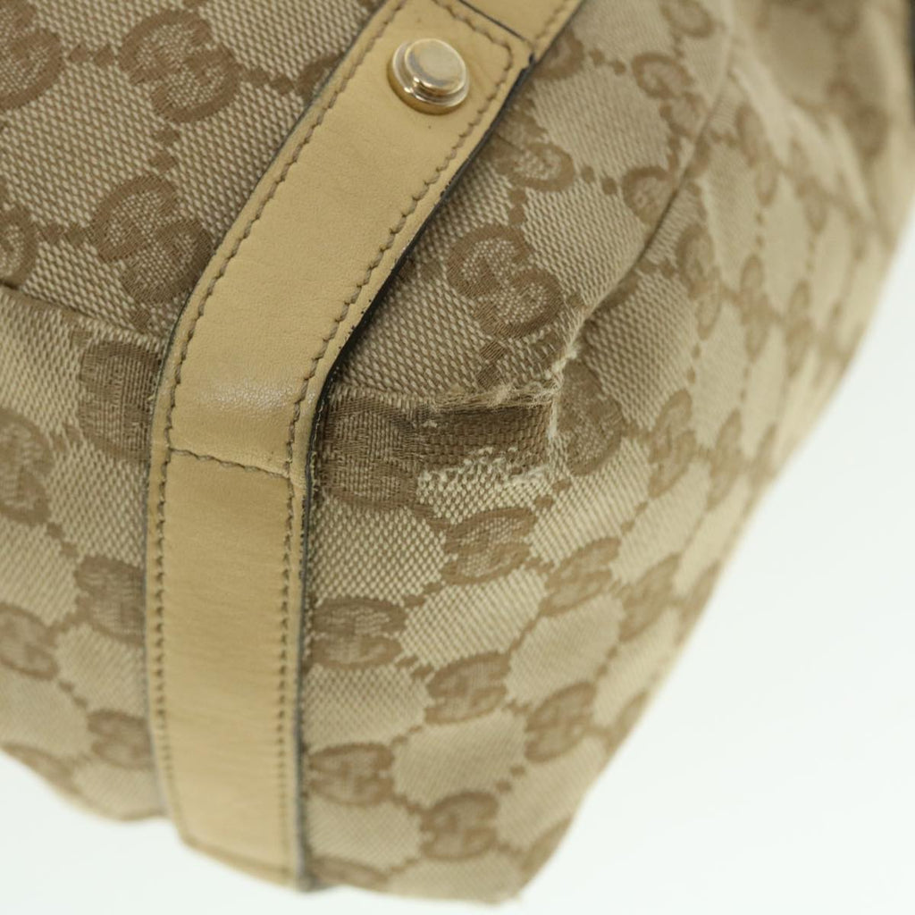 GUCCI GG Canvas Tote Bag Leather Beige 130736 002122 50997