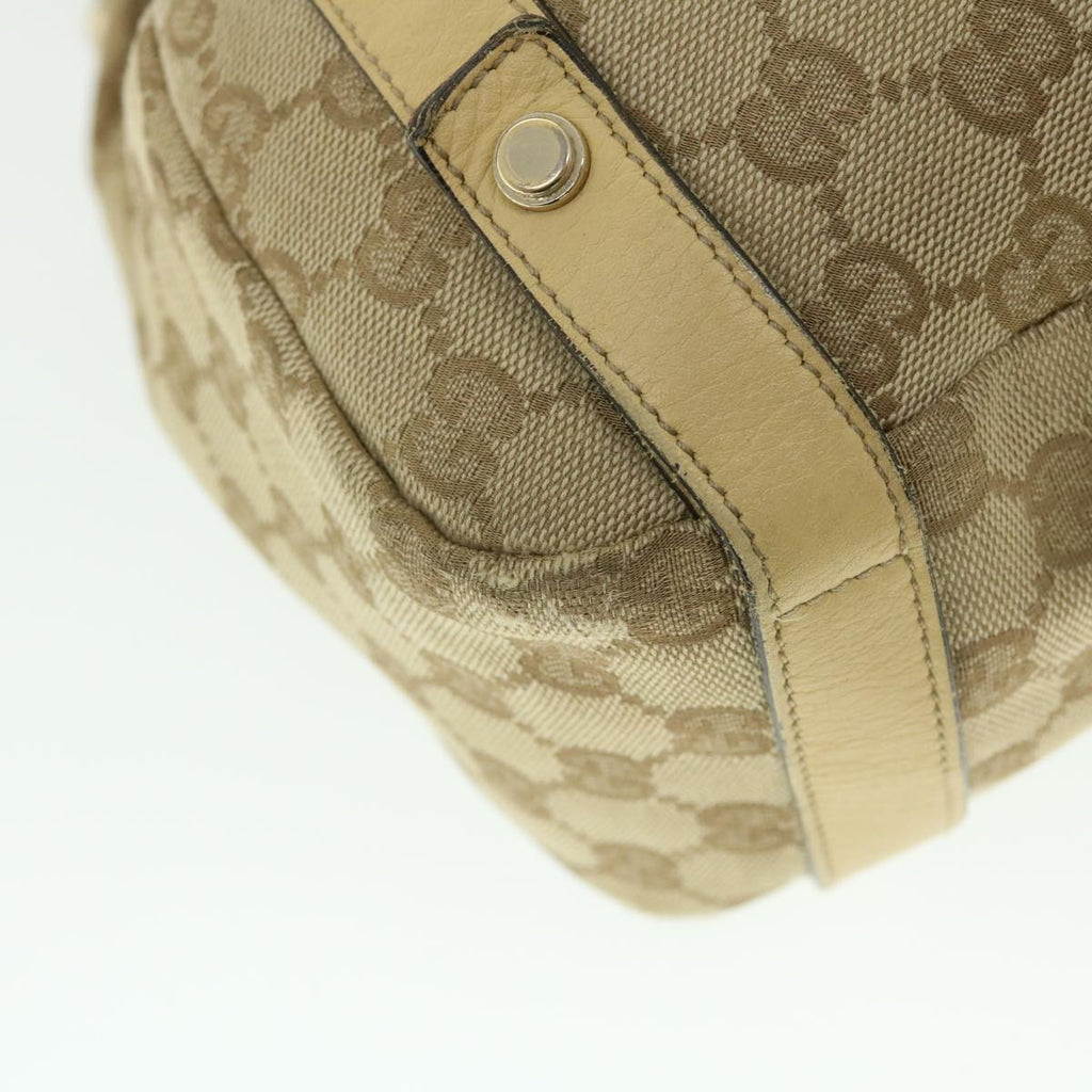 GUCCI GG Canvas Tote Bag Leather Beige 130736 002122 50997