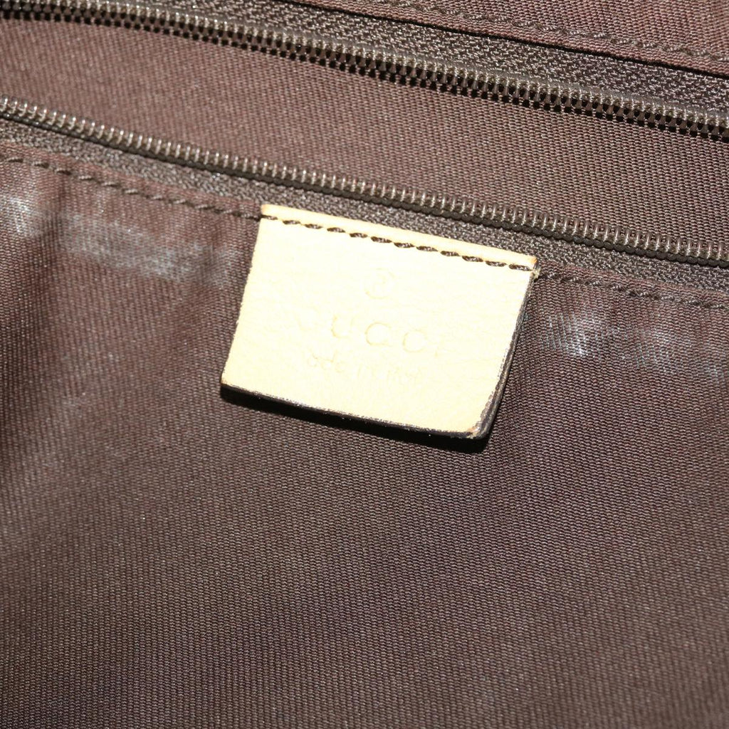 GUCCI GG Canvas Tote Bag Leather Beige 130736 002122 50997