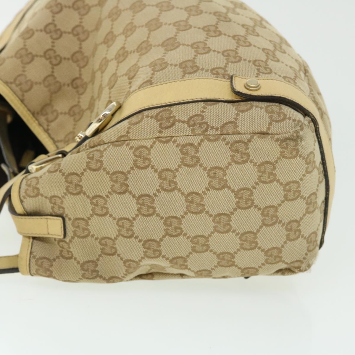GUCCI GG Canvas Tote Bag Leather Beige 130736 002122 50997