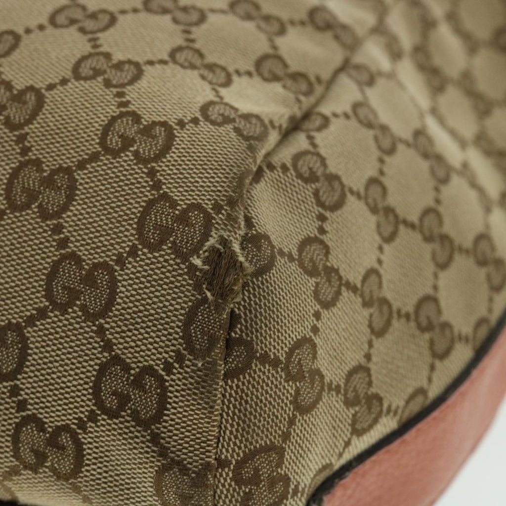 GUCCI GG Canvas Bamboo Shoulder Bag Leather Beige Pink 257090 002058 50998
