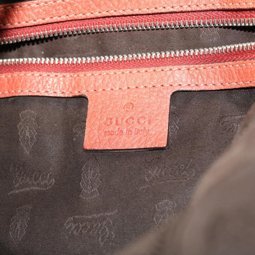 GUCCI GG Canvas Bamboo Shoulder Bag Leather Beige Pink 257090 002058 50998
