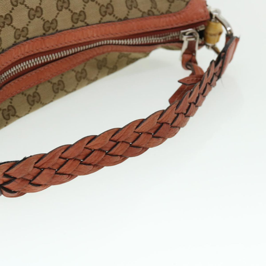 GUCCI GG Canvas Bamboo Shoulder Bag Leather Beige Pink 257090 002058 50998