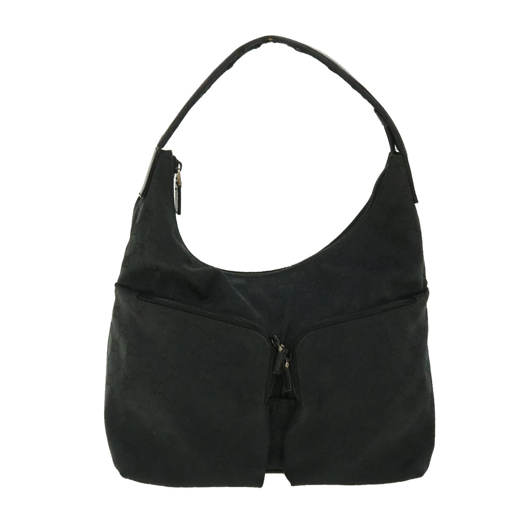 GUCCI GG Canvas Shoulder Bag Leather Black 001 3380 1705 50999
