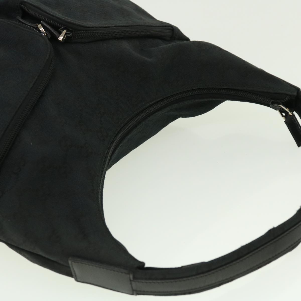 GUCCI GG Canvas Shoulder Bag Leather Black 001 3380 1705 50999
