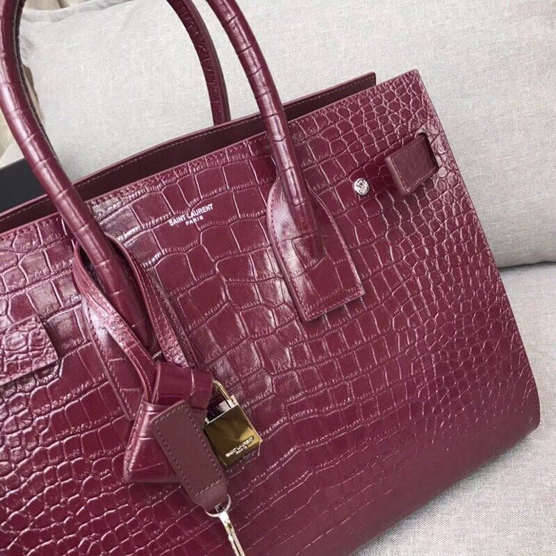 GLAMI Sac De Jour Small In Embossed CrocoGLAMIle Burgundy For Women 12.5in/32cm YSLÃ‚Â 