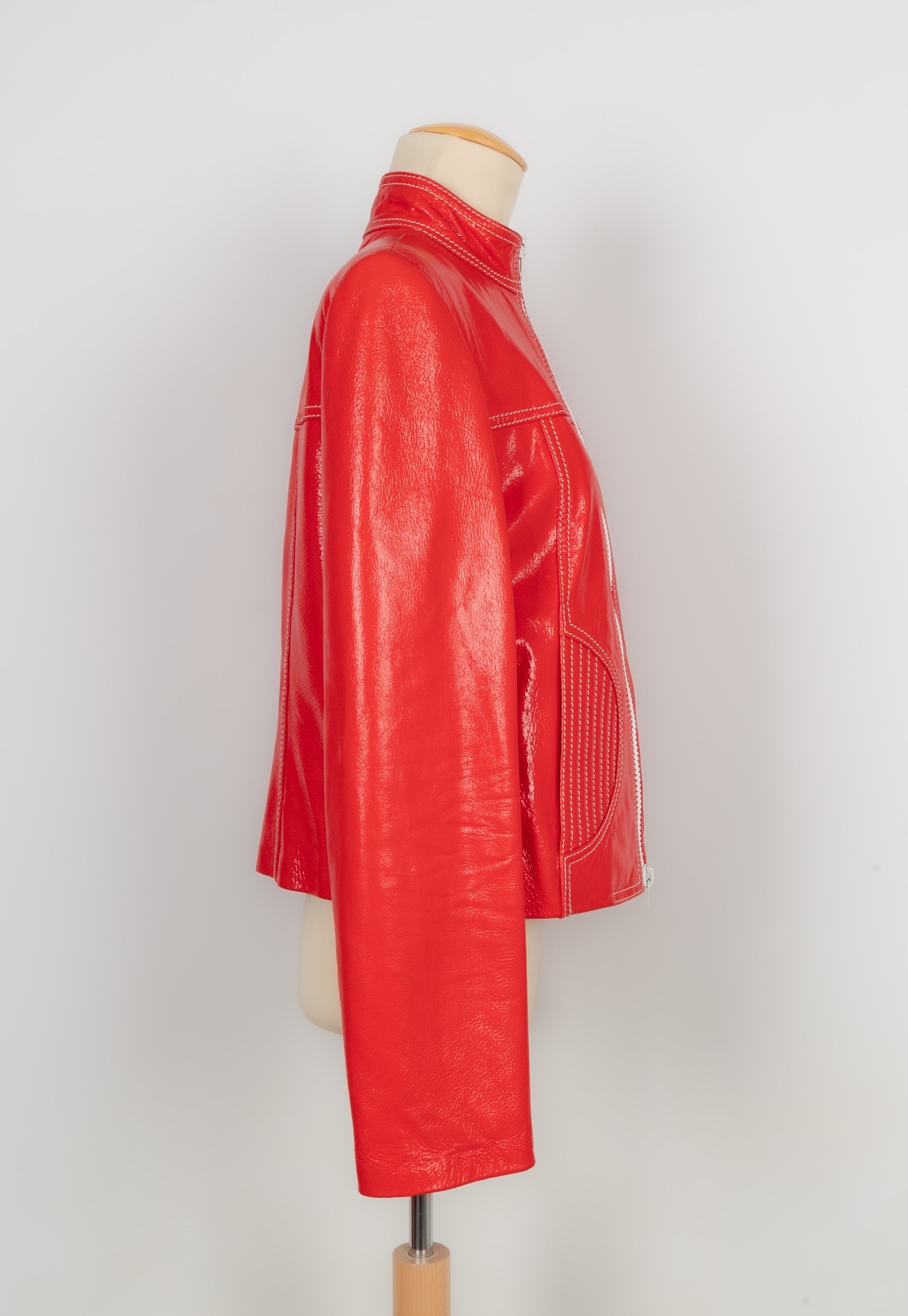 Veste en cuir orange CÃƒÆ’Ã‚Â©line