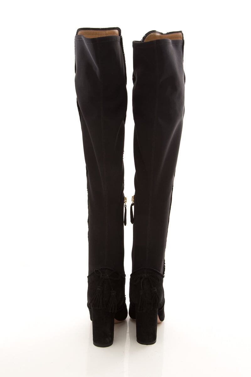 Aquazzura Black Suede Boots SZ 35.5