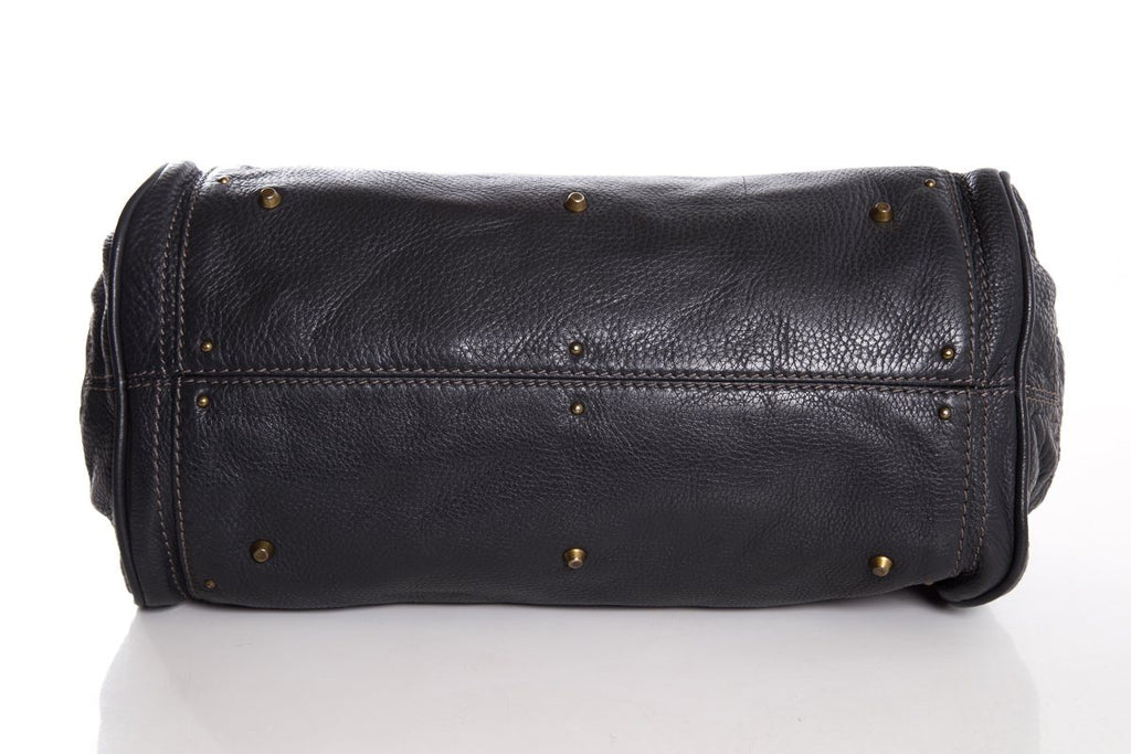 ChloÃƒÆ’Ã‚Â© Midnight Navy Leather Pad-Lock Large Shoulder Bag