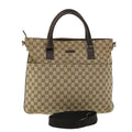 GUCCI GG Canvas Hand Bag Leather 2way Beige 122797 001013 51004