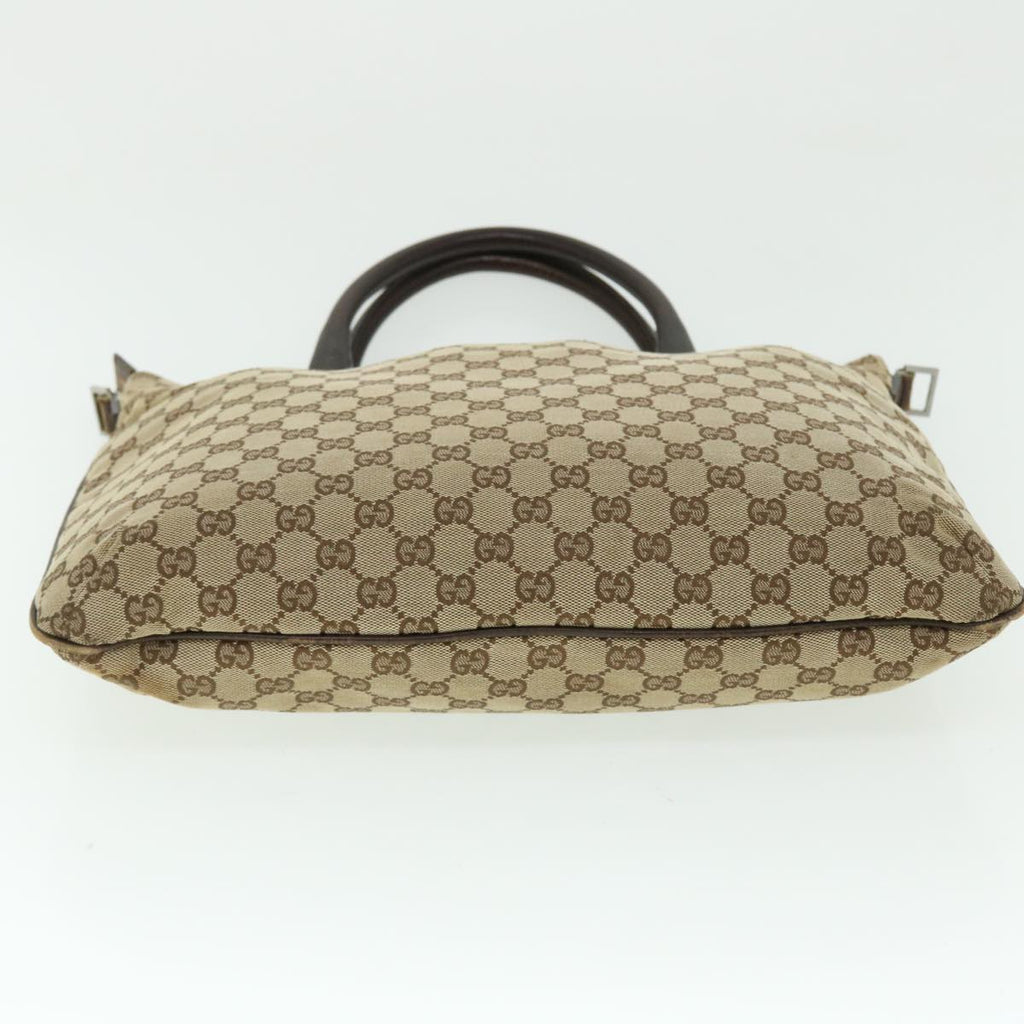 GUCCI GG Canvas Hand Bag Leather 2way Beige 122797 001013 51004