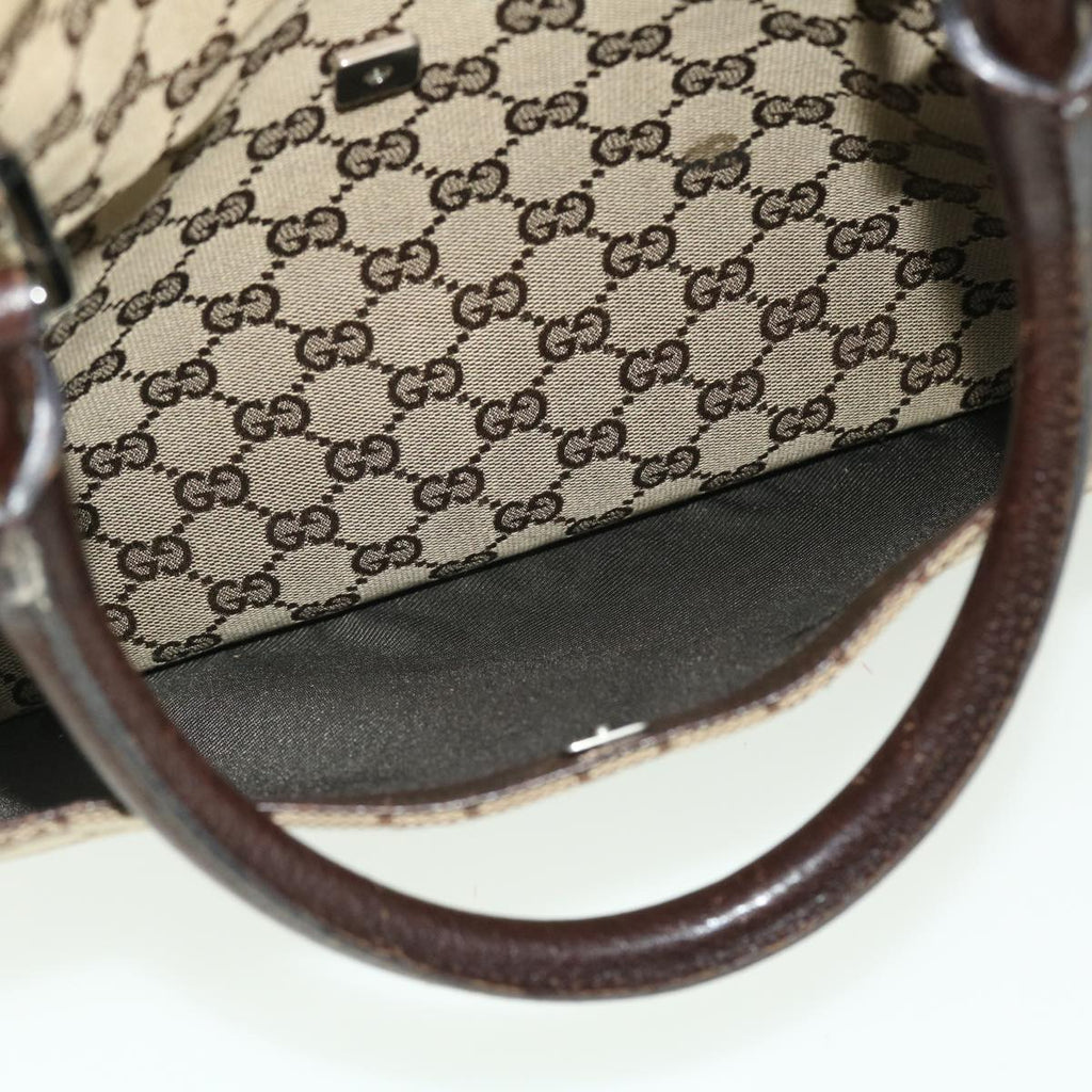 GUCCI GG Canvas Hand Bag Leather 2way Beige 122797 001013 51004