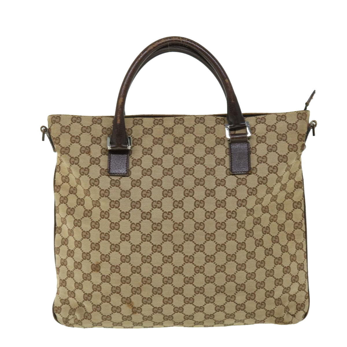 GUCCI GG Canvas Hand Bag Leather 2way Beige 122797 001013 51004