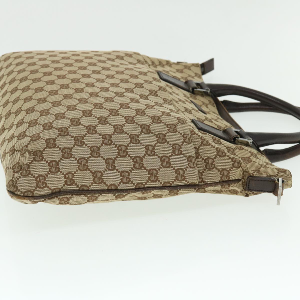 GUCCI GG Canvas Hand Bag Leather 2way Beige 122797 001013 51004