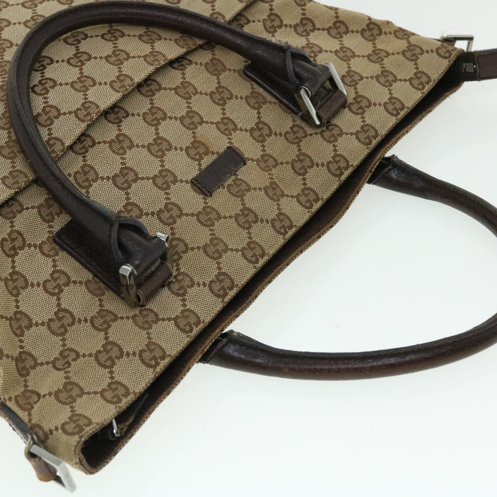 GUCCI GG Canvas Hand Bag Leather 2way Beige 122797 001013 51004