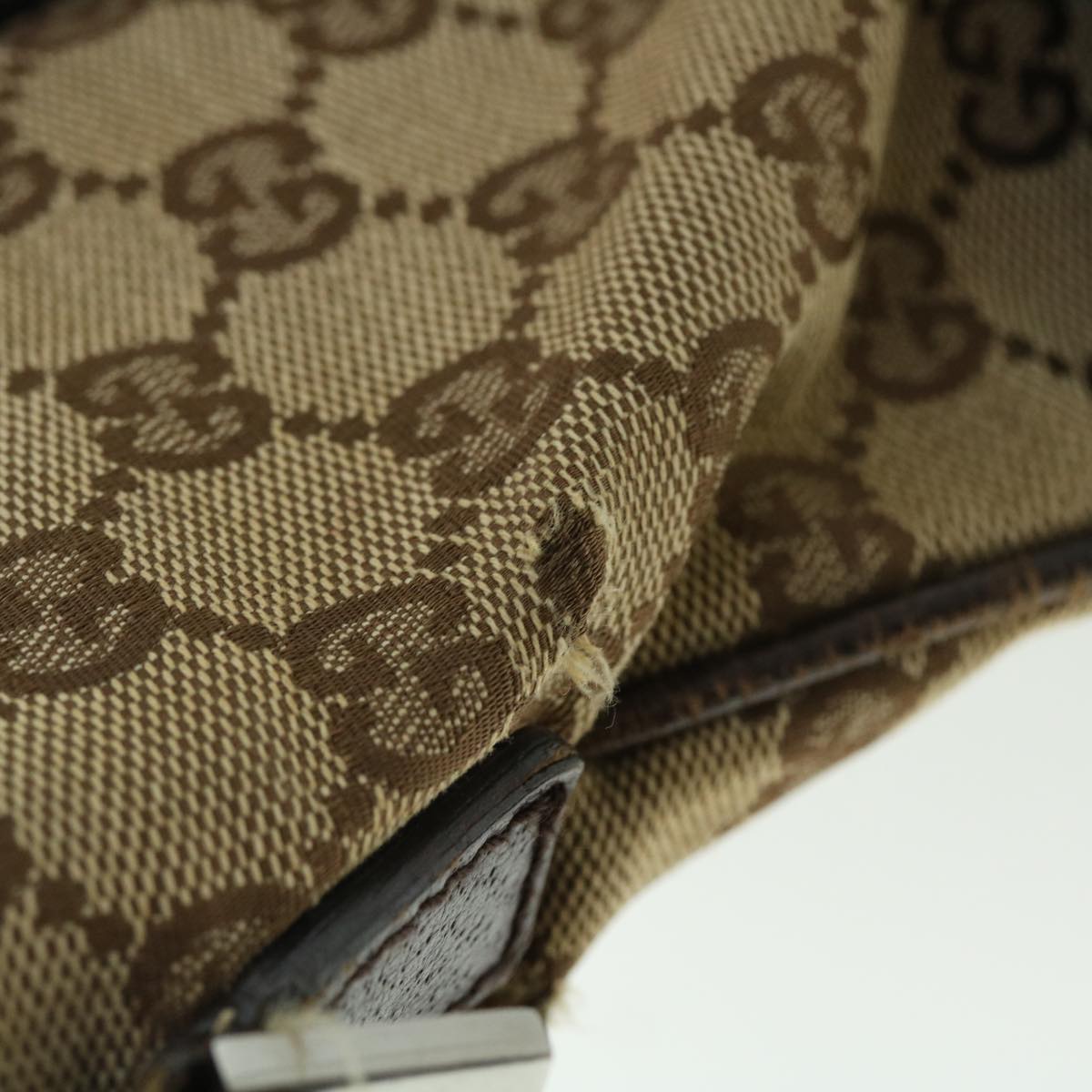 GUCCI GG Canvas Hand Bag Leather 2way Beige 122797 001013 51004
