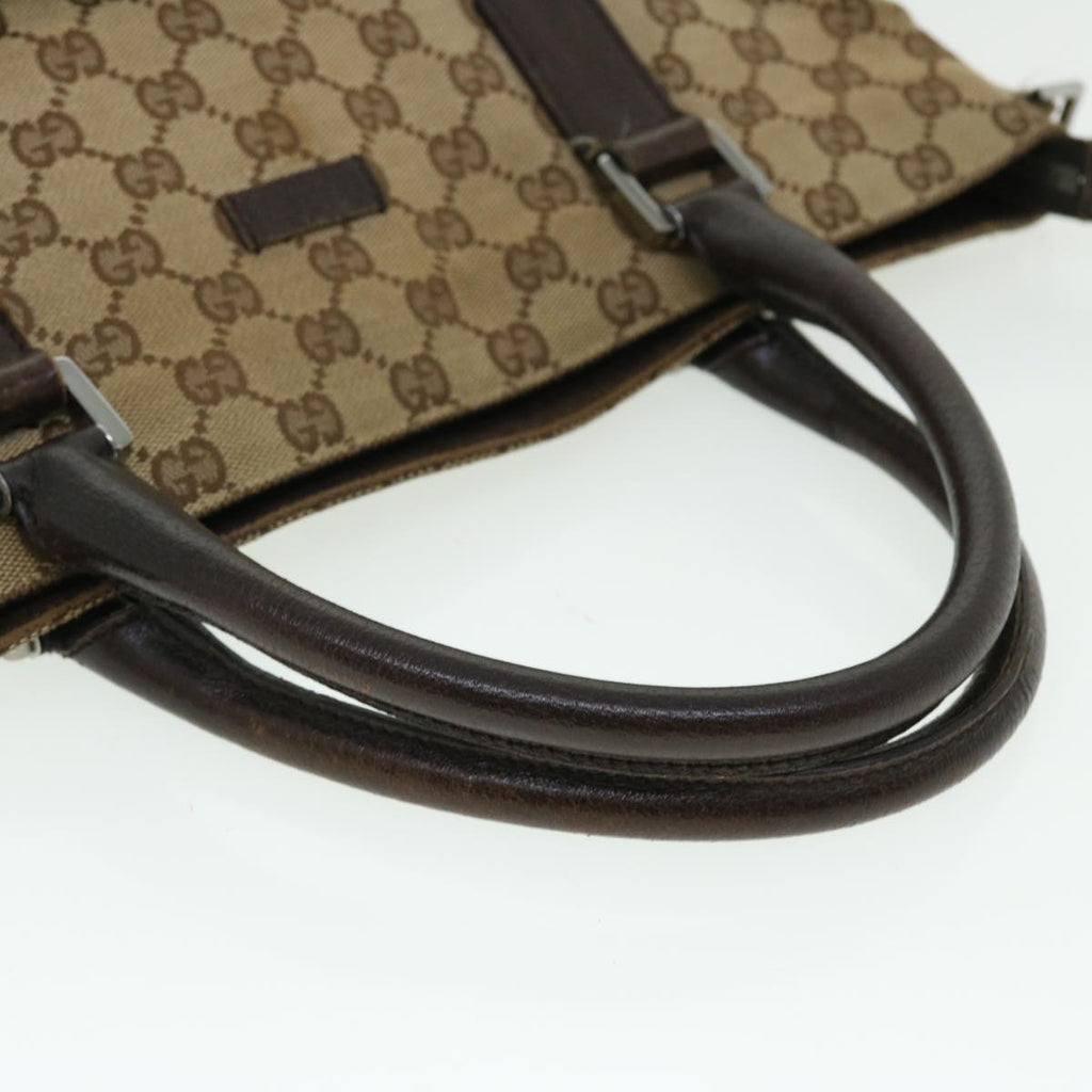 GUCCI GG Canvas Hand Bag Leather 2way Beige 122797 001013 51004