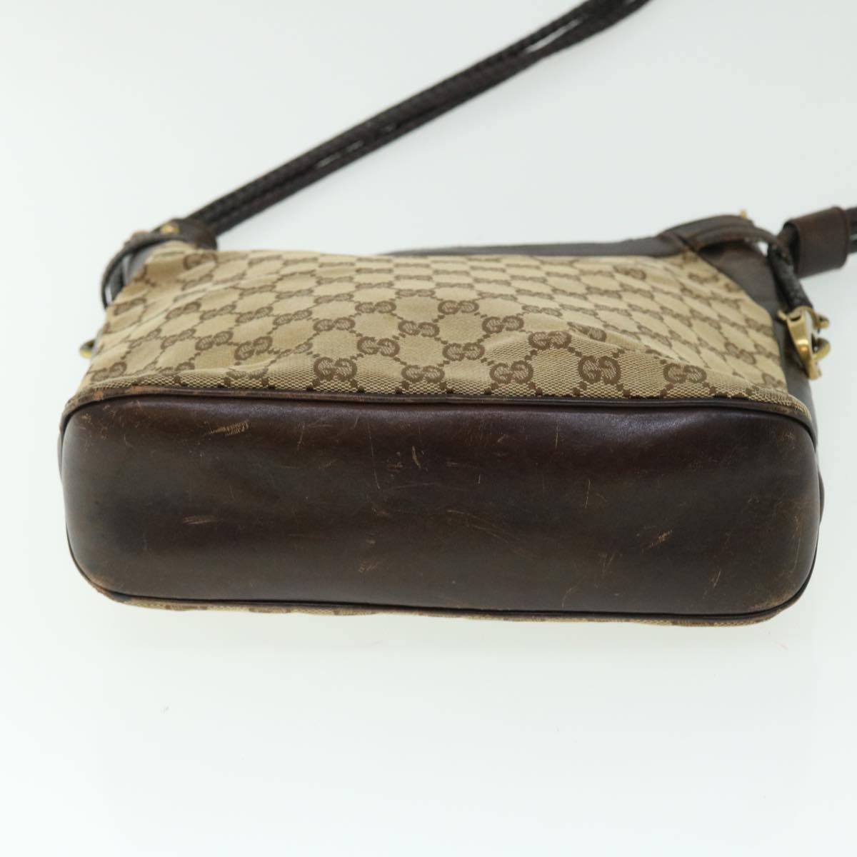 GUCCI GG Canvas Shoulder Bag Leather Beige 109097 2123 51010