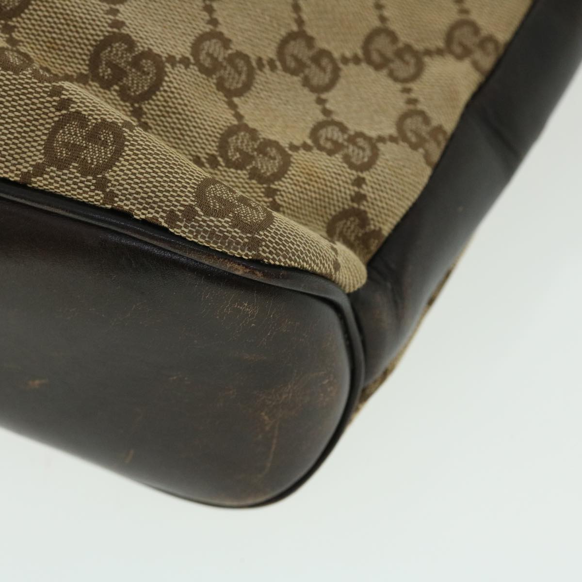 GUCCI GG Canvas Shoulder Bag Leather Beige 109097 2123 51010