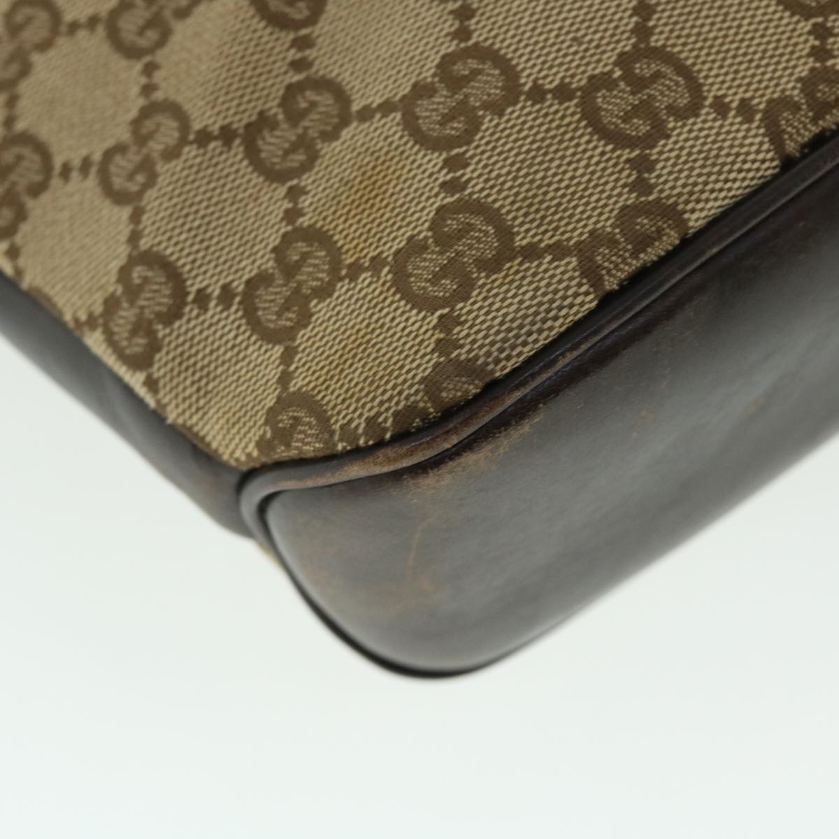 GUCCI GG Canvas Shoulder Bag Leather Beige 109097 2123 51010