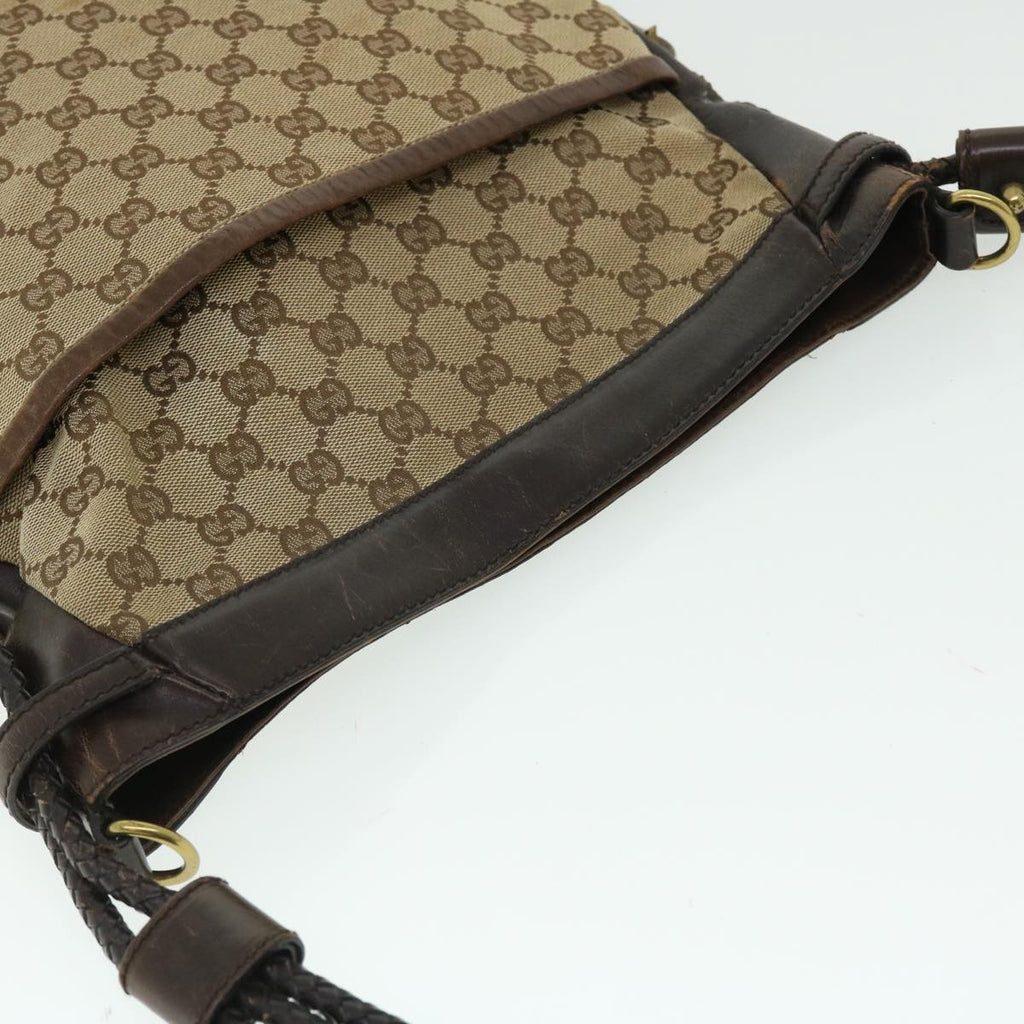 GUCCI GG Canvas Shoulder Bag Leather Beige 109097 2123 51010