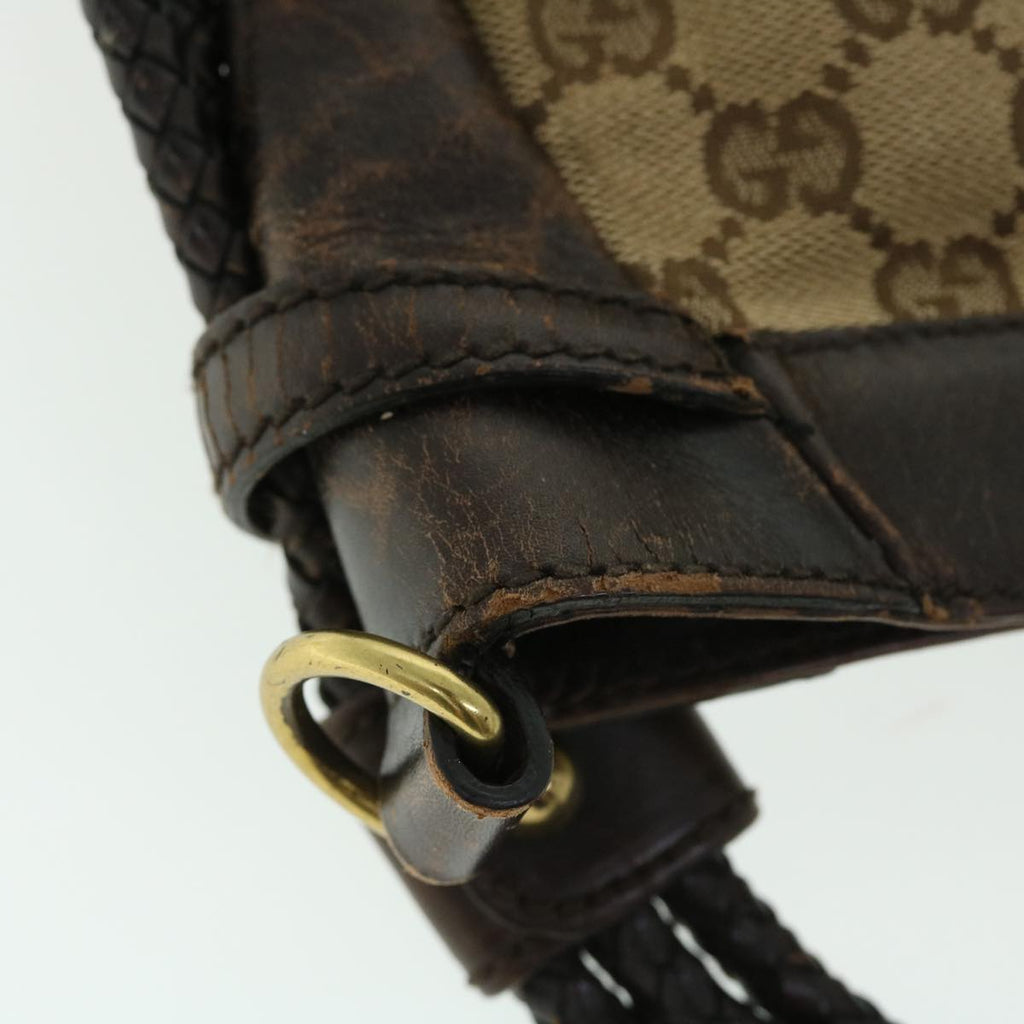 GUCCI GG Canvas Shoulder Bag Leather Beige 109097 2123 51010