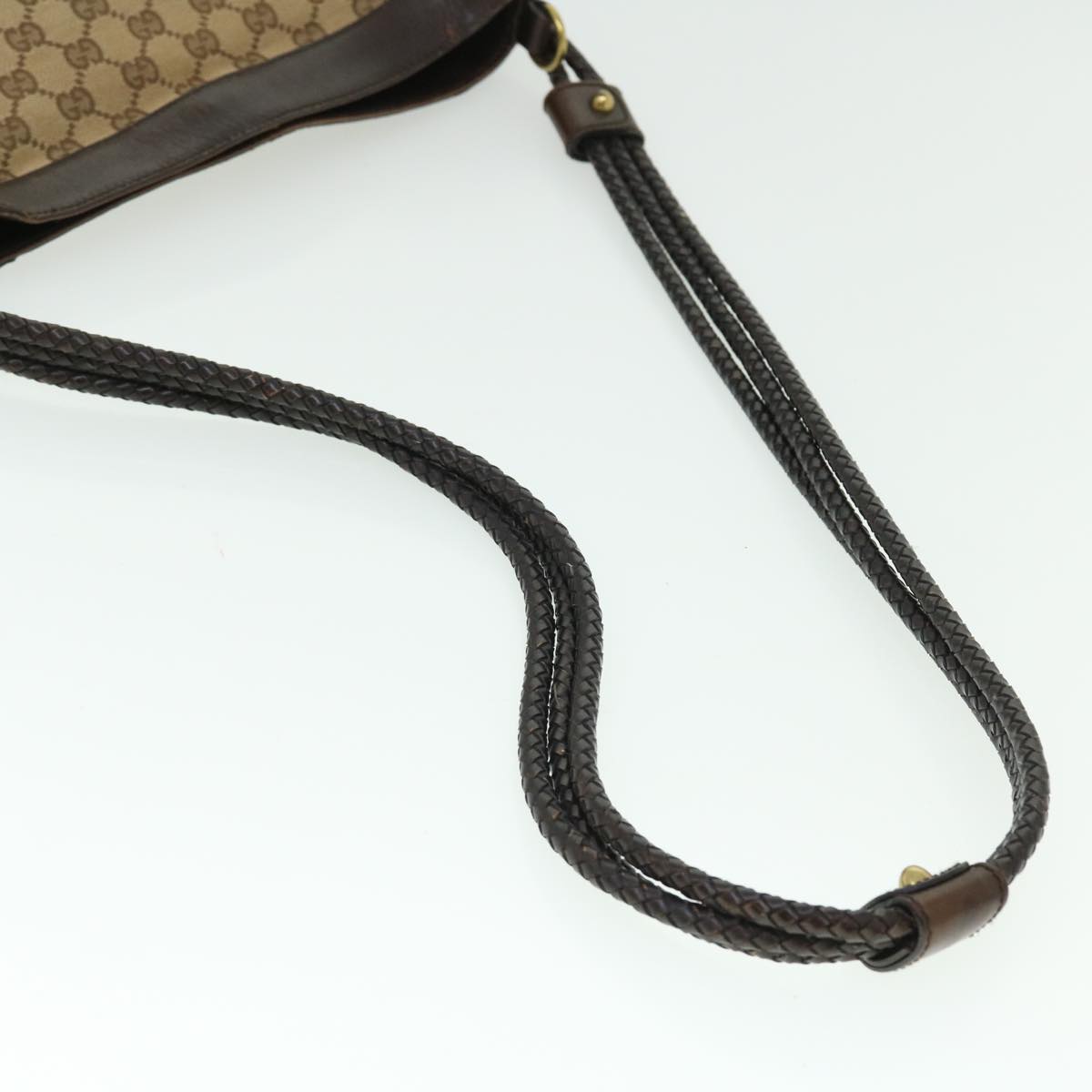 GUCCI GG Canvas Shoulder Bag Leather Beige 109097 2123 51010