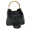 GUCCI Bamboo Shoulder Bag Leather 2way Black 001 1577 002058 51012