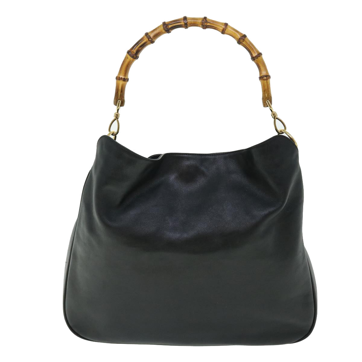 GUCCI Bamboo Shoulder Bag Leather 2way Black 001 1577 002058 51012
